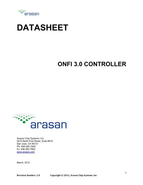 ONFI3.0_Datasheet_Rev1.0 - Arasan