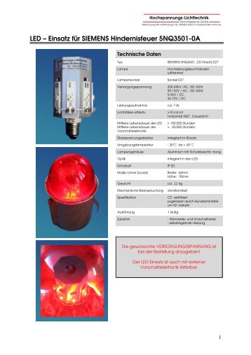 LED – Einsatz für SIEMENS Hindernisfeuer 5NQ3501-0A