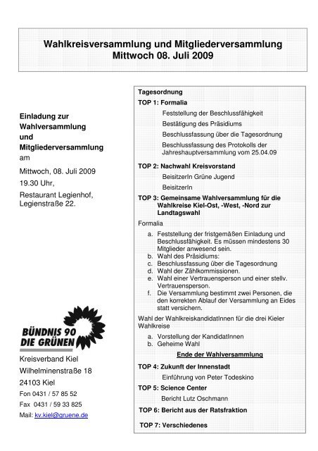 Wahlkreisversammlung und ... - Bündnis 90/Die Grünen Kiel