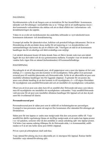 INLEDNING Styrdokumentets syfte Ã¤r att fungera som en instruktion ...