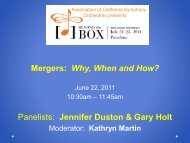 Mergers: Why, When and How? Panelists: Jennifer Duston ... - ACSO
