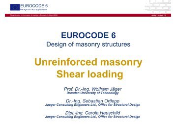 Unreinforced masonry Shear loading - Eurocodes