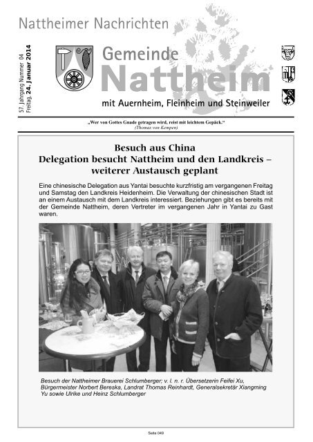 Eine chinesische Delegation aus Yantai besuchte ... - Nattheim