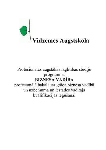 Biznesa vadÄ«ba - Vidzemes Augstskola