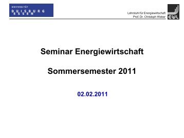 PrÃƒÂ¤sentationen - Lehrstuhl fÃƒÂ¼r Energiewirtschaft