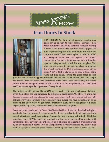 Iron Doors In Stock