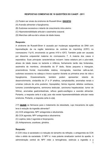 CAAEP 2011 respostas comentadas - Sociedade Brasileira de ...