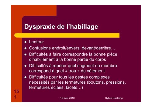 DYSPRAXIES - Sylvie Castaing