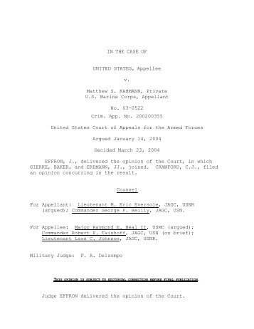 U.S. v. Kahmann - U.S. Court of Appeals for the Armed Forces