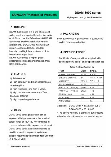 DONGJIN Photoresist Products DSAM-3000 series