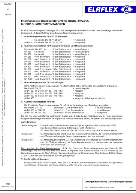 Information zur Druckgeräterichtlinie (DGRL) 97/23 ... - Kontinentale
