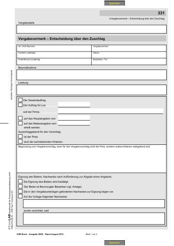 331 - Vergabevermerk - Entscheidung Ã¼ber den Zuschlag - Zentraler ...