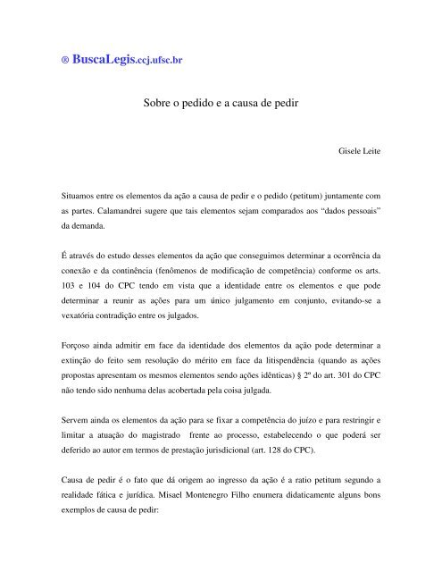 Sobre o pedido e a causa de pedir - BuscaLegis