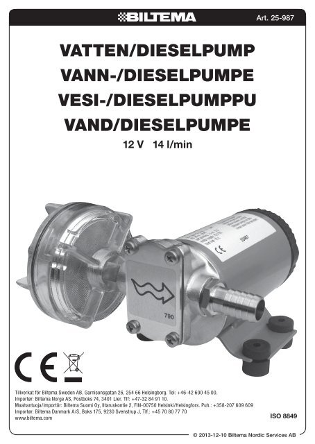 vatten/dieselpump vann-/dieselpumpe vesi-/dieselpumppu ... - Biltema