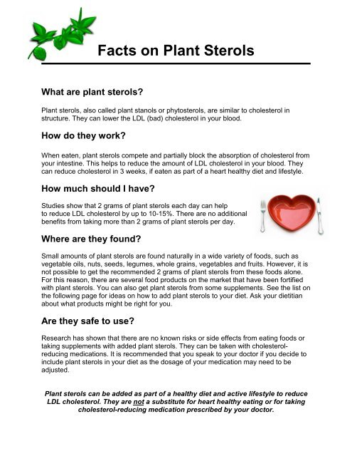Facts on Plant Sterols - Hamilton Family Health Team