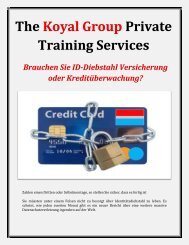 The Koyal Group Private Training Services: Brauchen Sie ID-Diebstahl Versicherung oder Kredituberwachung?