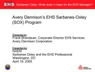 Avery Dennison's EHS Sarbanes-Oxley (SOX) Program - NAEM