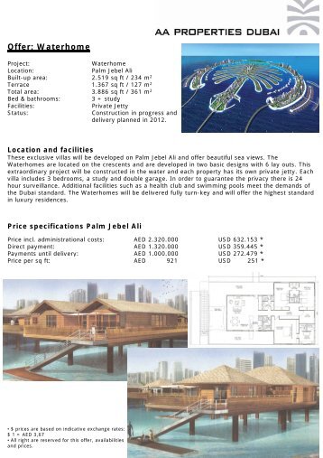 Offer: Waterhome - AA properties Dubai