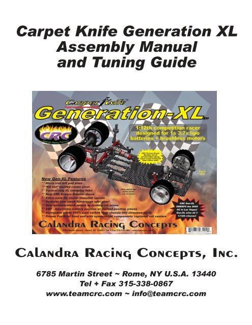 Gen-XL Owner's Manual - Calandra Racing Concepts