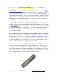 Take Good Care of Your Toshiba PA3757U-1BRS Battery and Get a Longer Battery Life.pdf