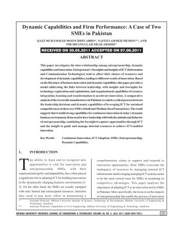 Dynamic Capabilities and Firm Performance - Mehran University ...