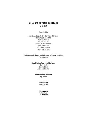 Bill Drafting Manual - Montana Legislature