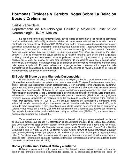 Hormonas Tiroideas y Cerebro. Notas Sobre La Relación Bocio y ...