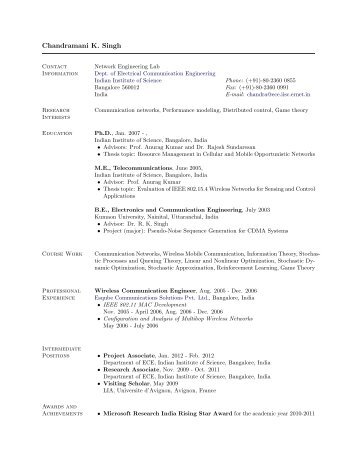 PDF file of my CV - Electrical Communication Engineering
