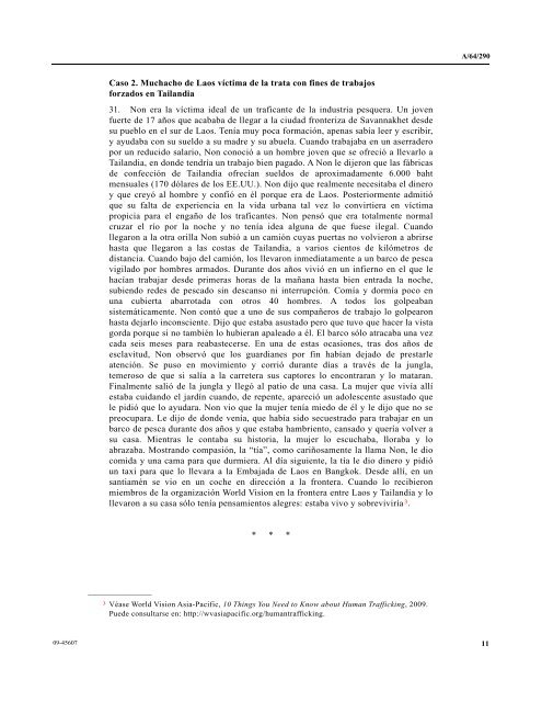 Nota del Secretario General sobre la Trata de personas ... - Acnur