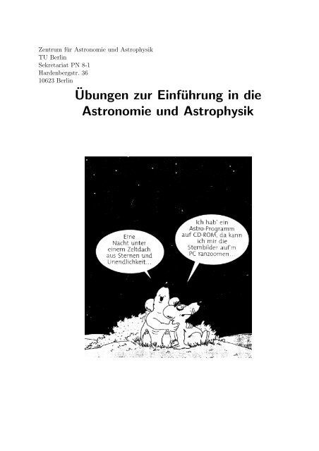 ¨Ubungen zur Einführung in die Astronomie und Astrophysik