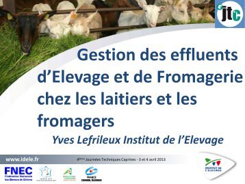 Gestion des effluents chez les laitiers et les fromagers - Institut de l ...