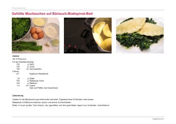 GefÃ¼llte Maultaschen auf BÃ¤rlauch-Blattspinat-Bett