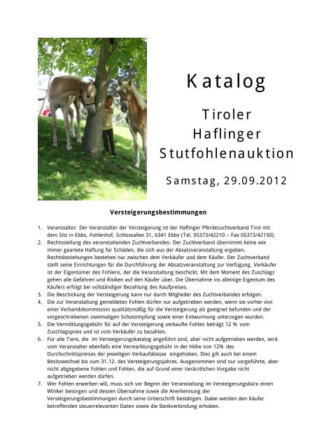 Katalog - Haflinger Tirol