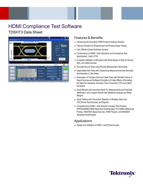 HDMI Compliance Test Software - TDSHT3 - Tektronix