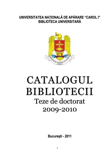 catalog teze doctorat - 2009 - 2010