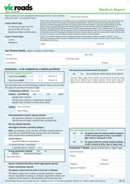 Vic Roads Online Medical Report Vic Roads Online Medical Report