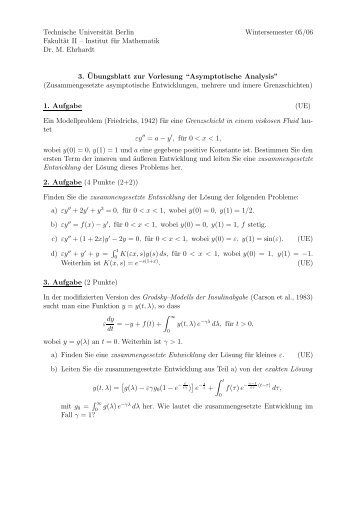 Institut fÃ¼r Mathematik Dr. M. Ehrhardt 3. Â¨Ubungsblatt z