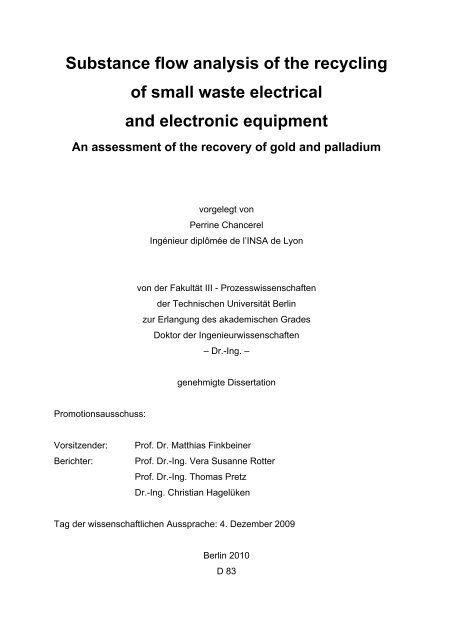 SUbstance flow analysis of the recycling of small waste electrical ...