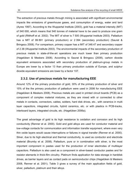 SUbstance flow analysis of the recycling of small waste electrical ...