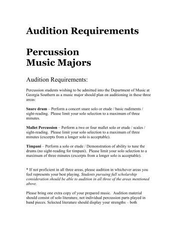 Audition Requirements: Music Majors Percussion