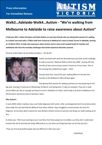 Media Release – Walk2Adelaide-Walk4Autism - Amaze