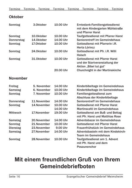 Gemeindebrief Herbst 2010 - Evangelische Kirchengemeinde ...