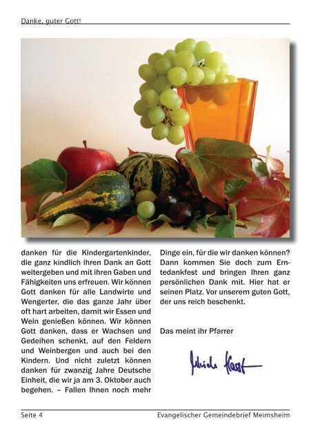 Gemeindebrief Herbst 2010 - Evangelische Kirchengemeinde ...