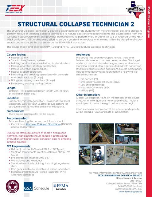 structural collapse technician 2 - Texas Engineering Extension Service