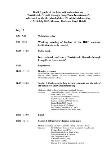 Draft Agenda of the International conference