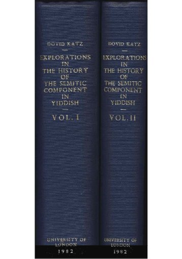 Origins of the Semitic Component in Yiddish - Dovid Katz