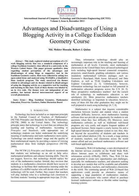 Advantages and Disadvantages of Using a  - ResearchGate