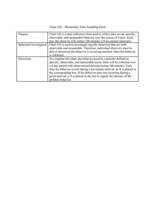 Chart #26 â Momentary Time Sampling Form Purpose Chart #26 is ...