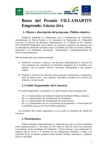 BASES DEL PREMIO VILLAMARTIN Emprende EDICION 2014 definitivas