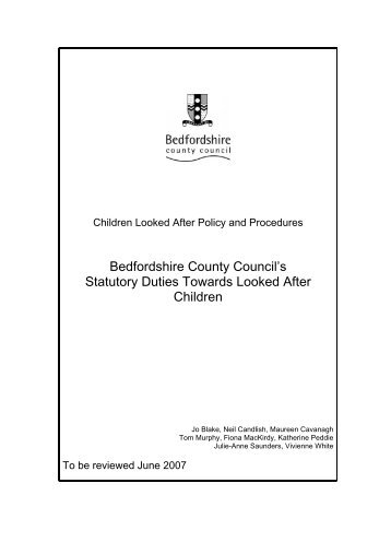 bedfordshire county council's duties towards children looked after